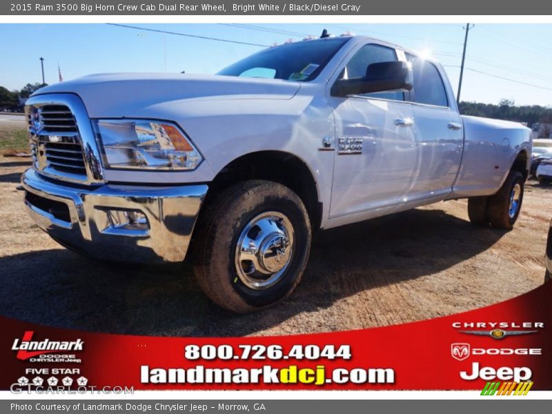 Bright White / Black/Diesel Gray 2015 Ram 3500 Big Horn Crew Cab Dual Rear Wheel