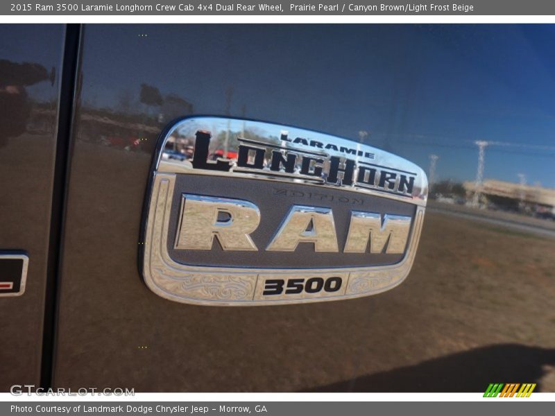 Prairie Pearl / Canyon Brown/Light Frost Beige 2015 Ram 3500 Laramie Longhorn Crew Cab 4x4 Dual Rear Wheel