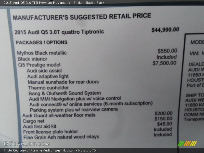 Brilliant Black / Black 2015 Audi Q5 3.0 TFSI Premium Plus quattro