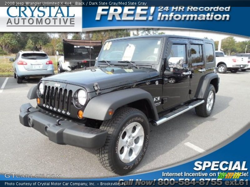Black / Dark Slate Gray/Med Slate Gray 2008 Jeep Wrangler Unlimited X 4x4