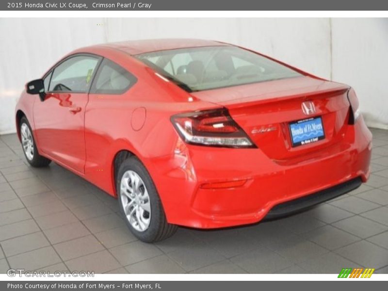 Crimson Pearl / Gray 2015 Honda Civic LX Coupe