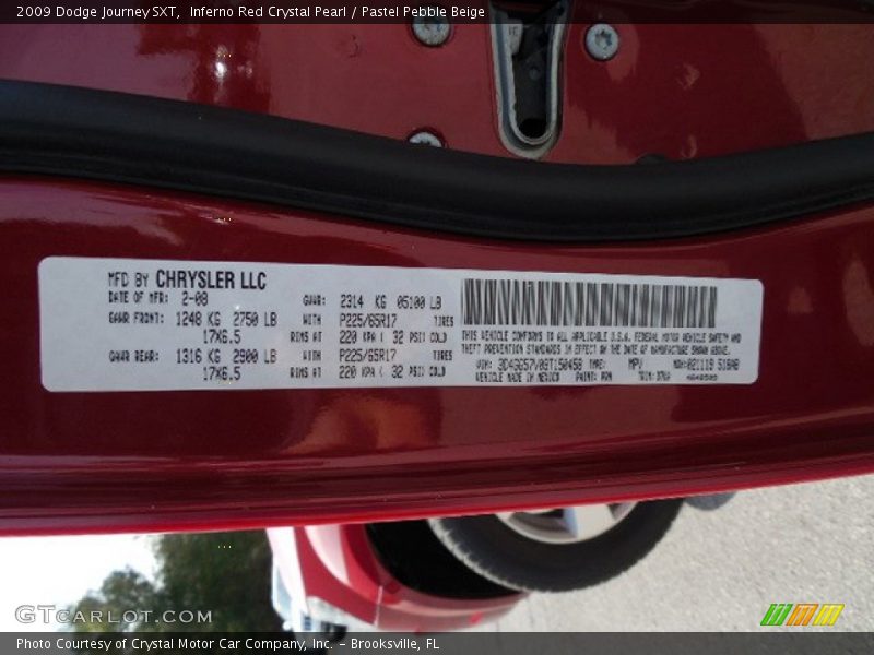 Inferno Red Crystal Pearl / Pastel Pebble Beige 2009 Dodge Journey SXT