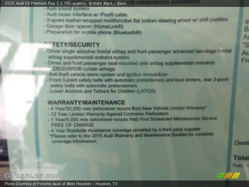 Brilliant Black / Black 2015 Audi S4 Premium Plus 3.0 TFSI quattro