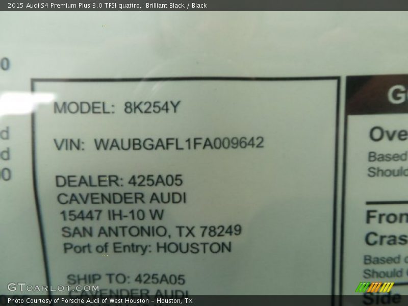 Brilliant Black / Black 2015 Audi S4 Premium Plus 3.0 TFSI quattro