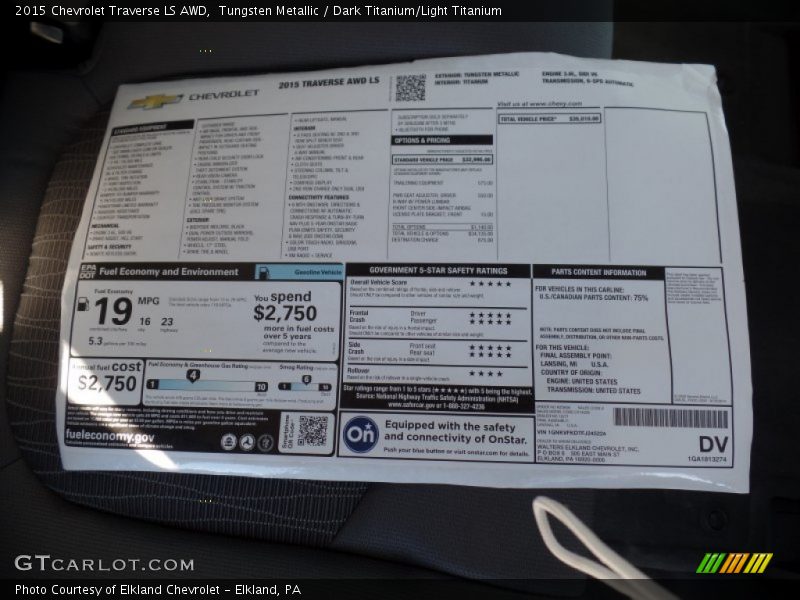 Tungsten Metallic / Dark Titanium/Light Titanium 2015 Chevrolet Traverse LS AWD