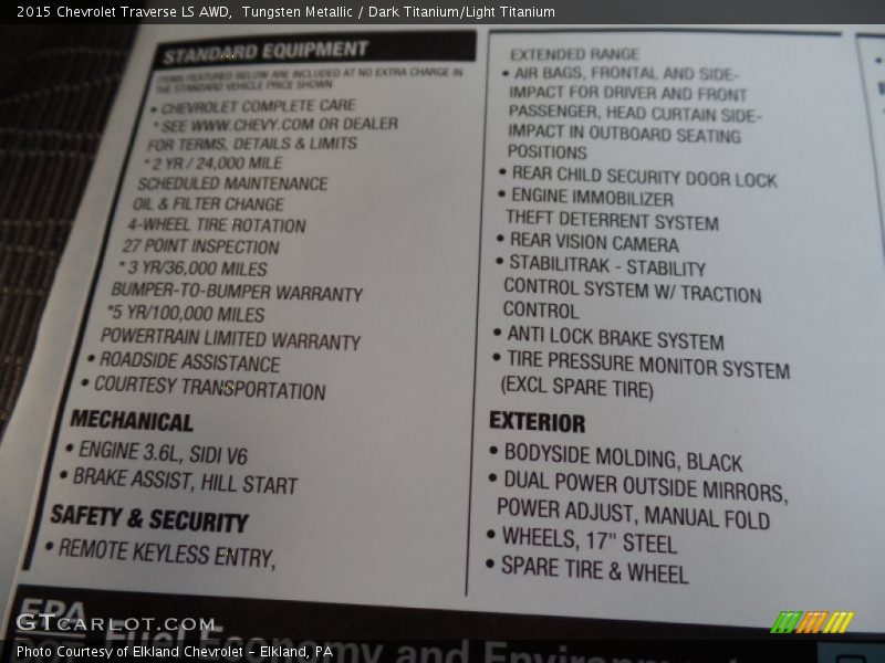 Tungsten Metallic / Dark Titanium/Light Titanium 2015 Chevrolet Traverse LS AWD