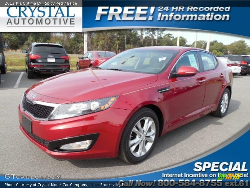 Spicy Red / Beige 2012 Kia Optima LX