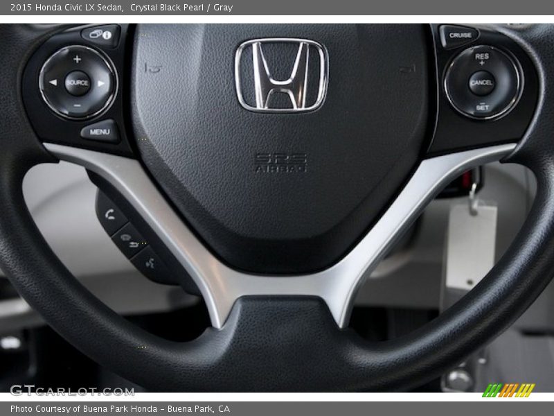 Crystal Black Pearl / Gray 2015 Honda Civic LX Sedan