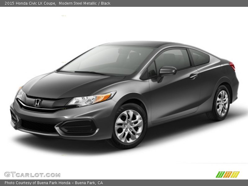 Modern Steel Metallic / Black 2015 Honda Civic LX Coupe