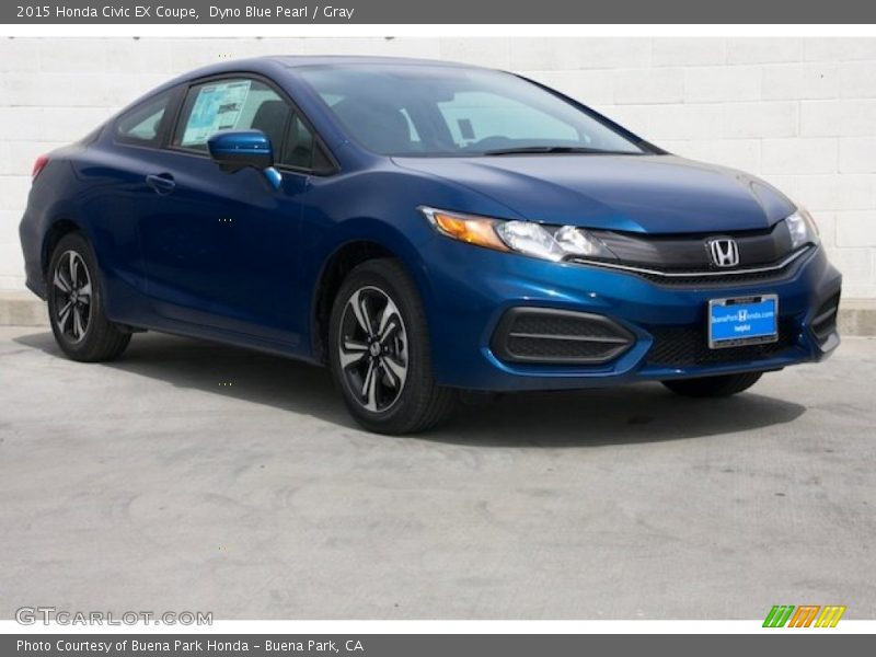 Dyno Blue Pearl / Gray 2015 Honda Civic EX Coupe