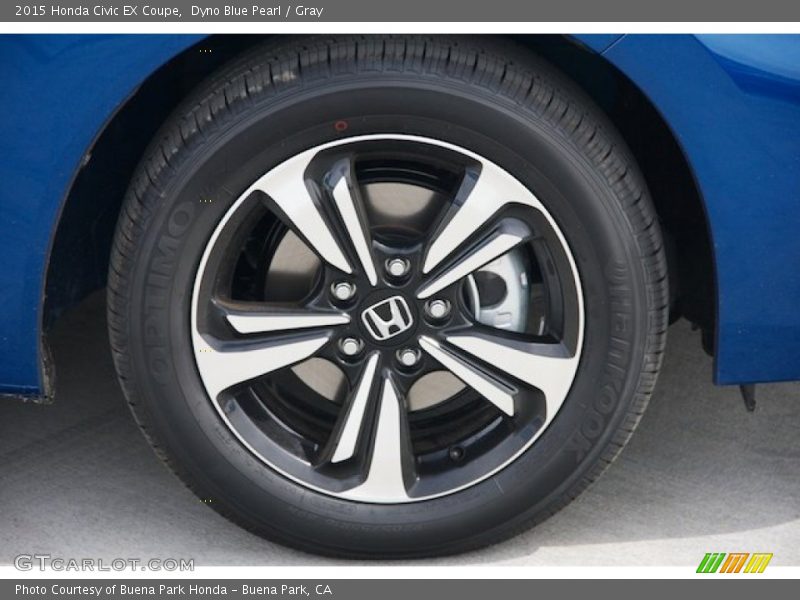 Dyno Blue Pearl / Gray 2015 Honda Civic EX Coupe