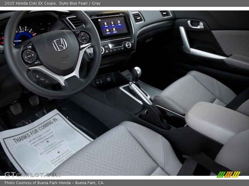 Dyno Blue Pearl / Gray 2015 Honda Civic EX Coupe