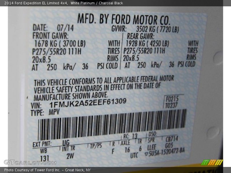 White Platinum / Charcoal Black 2014 Ford Expedition EL Limited 4x4