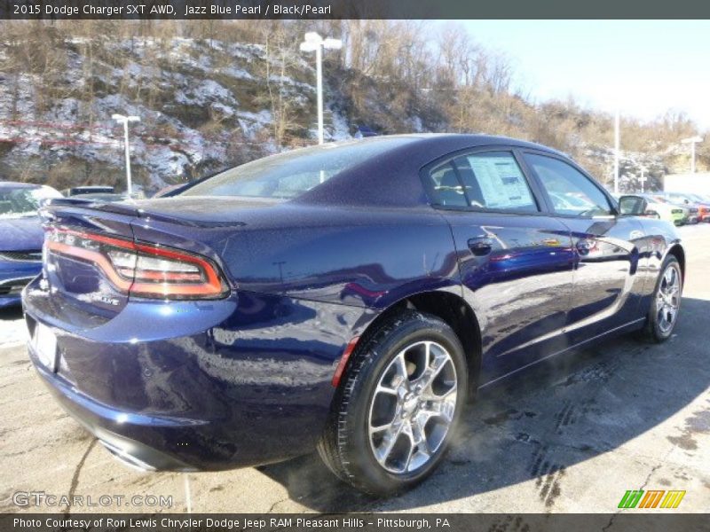 Jazz Blue Pearl / Black/Pearl 2015 Dodge Charger SXT AWD