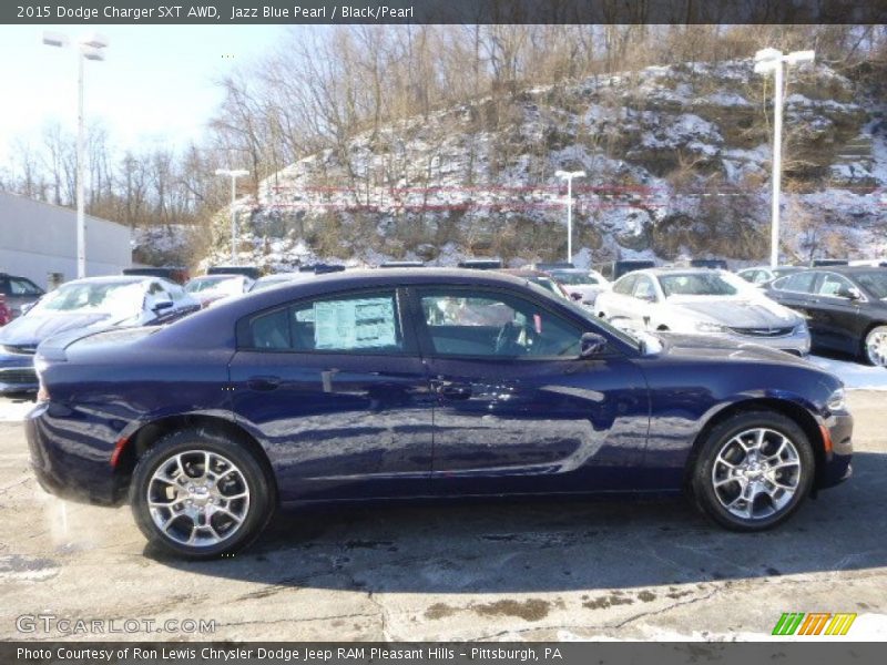 Jazz Blue Pearl / Black/Pearl 2015 Dodge Charger SXT AWD