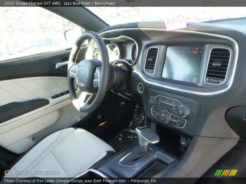 Jazz Blue Pearl / Black/Pearl 2015 Dodge Charger SXT AWD