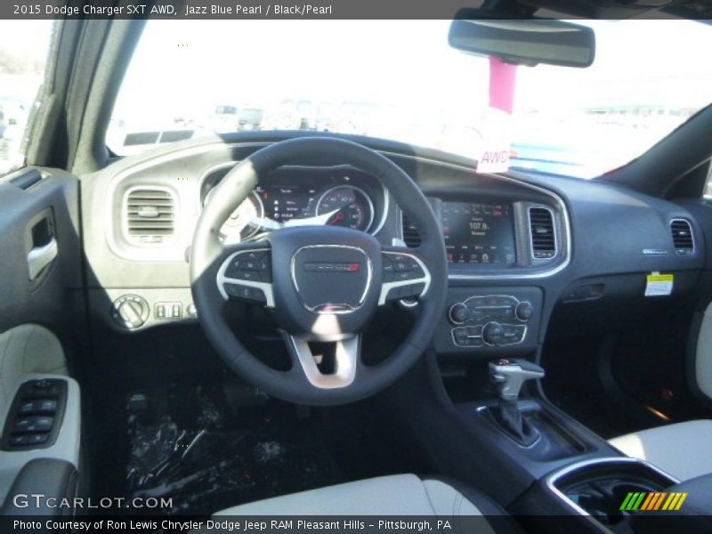 Jazz Blue Pearl / Black/Pearl 2015 Dodge Charger SXT AWD