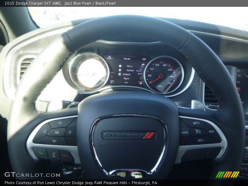 Jazz Blue Pearl / Black/Pearl 2015 Dodge Charger SXT AWD