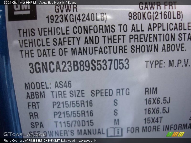 Aqua Blue Metallic / Ebony 2009 Chevrolet HHR LT