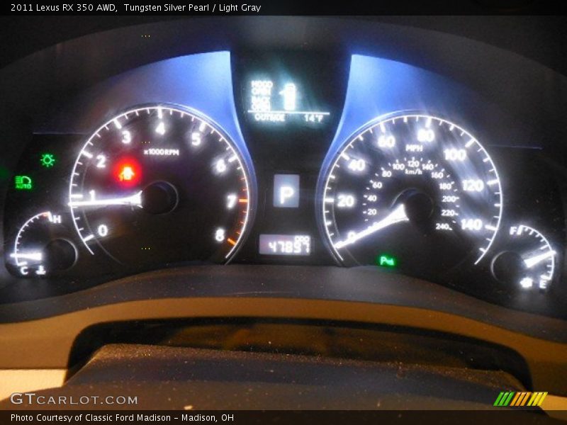 Tungsten Silver Pearl / Light Gray 2011 Lexus RX 350 AWD
