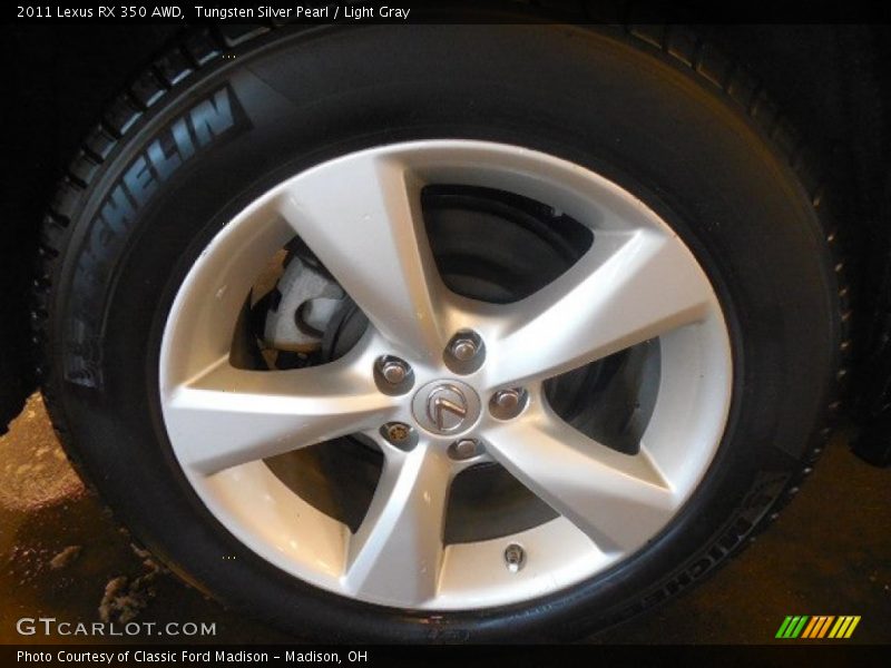 Tungsten Silver Pearl / Light Gray 2011 Lexus RX 350 AWD