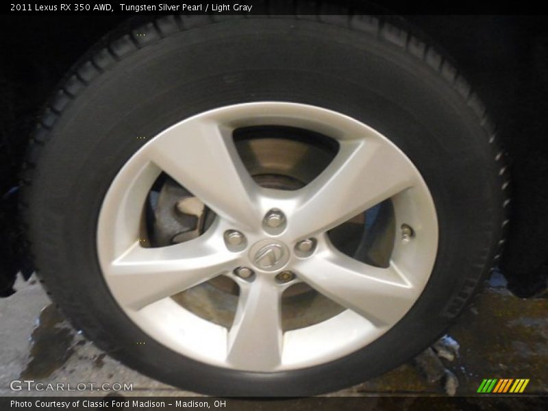 Tungsten Silver Pearl / Light Gray 2011 Lexus RX 350 AWD