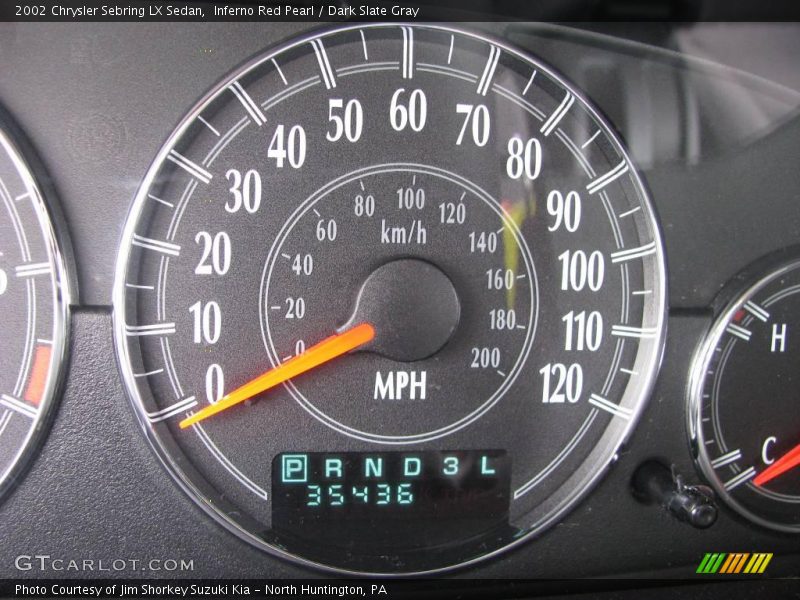Inferno Red Pearl / Dark Slate Gray 2002 Chrysler Sebring LX Sedan