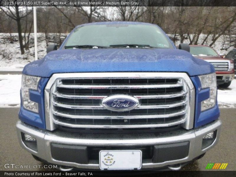 Blue Flame Metallic / Medium Earth Gray 2015 Ford F150 XLT SuperCab 4x4