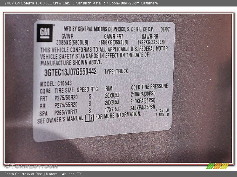 Silver Birch Metallic / Ebony Black/Light Cashmere 2007 GMC Sierra 1500 SLE Crew Cab