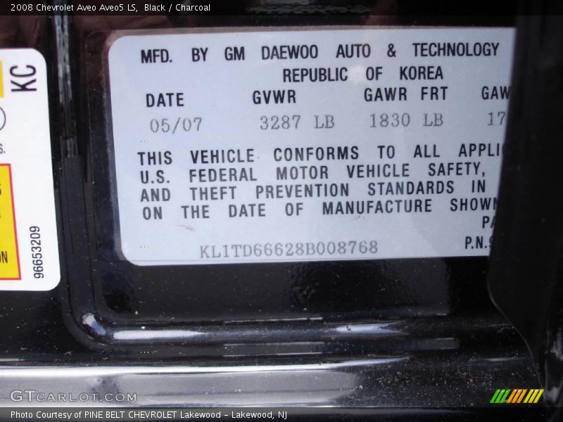 Black / Charcoal 2008 Chevrolet Aveo Aveo5 LS