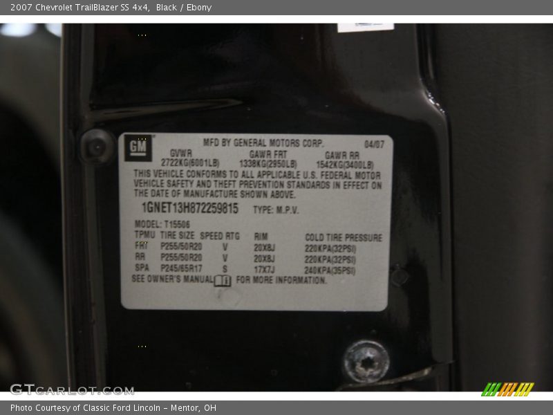 Black / Ebony 2007 Chevrolet TrailBlazer SS 4x4