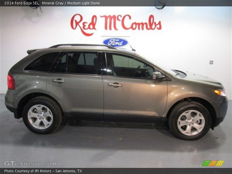Mineral Gray / Medium Light Stone 2014 Ford Edge SEL