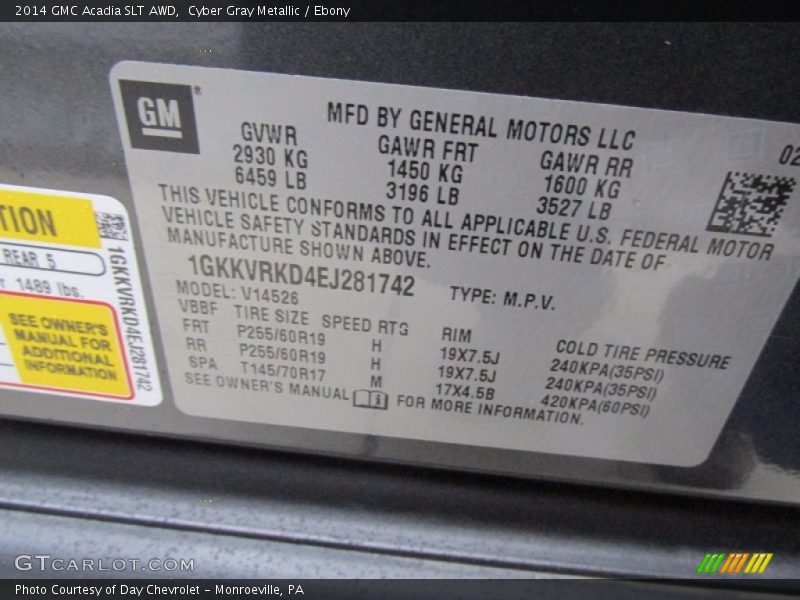 Cyber Gray Metallic / Ebony 2014 GMC Acadia SLT AWD