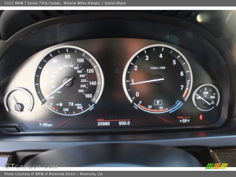 Mineral White Metallic / Oyster/Black 2012 BMW 7 Series 740Li Sedan