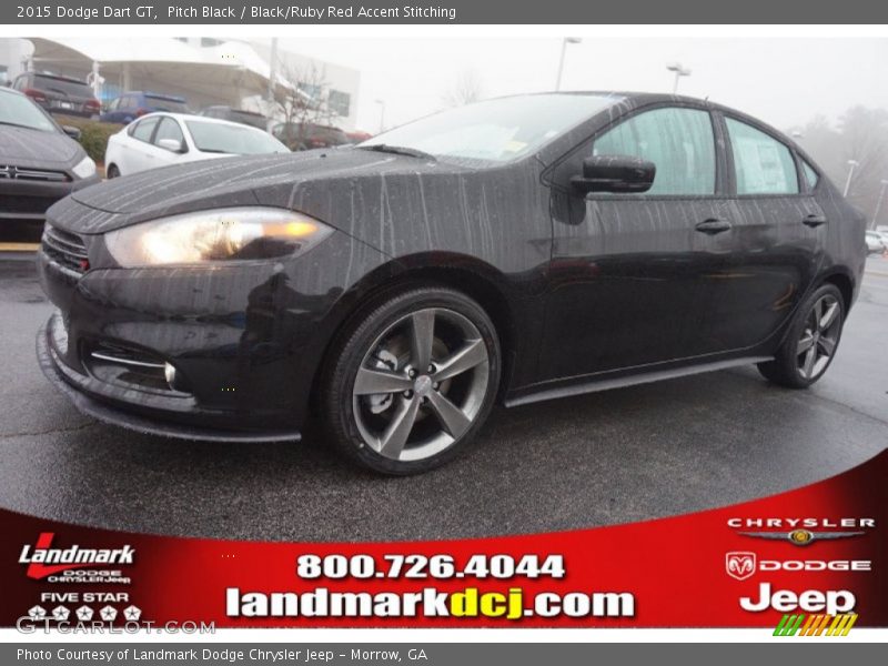 Pitch Black / Black/Ruby Red Accent Stitching 2015 Dodge Dart GT