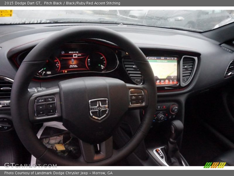 Pitch Black / Black/Ruby Red Accent Stitching 2015 Dodge Dart GT