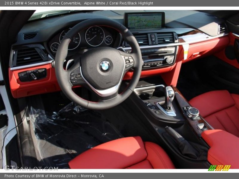 Alpine White / Coral Red/Black Highlight 2015 BMW 4 Series 428i xDrive Convertible