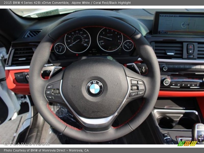 Alpine White / Coral Red/Black Highlight 2015 BMW 4 Series 428i xDrive Convertible