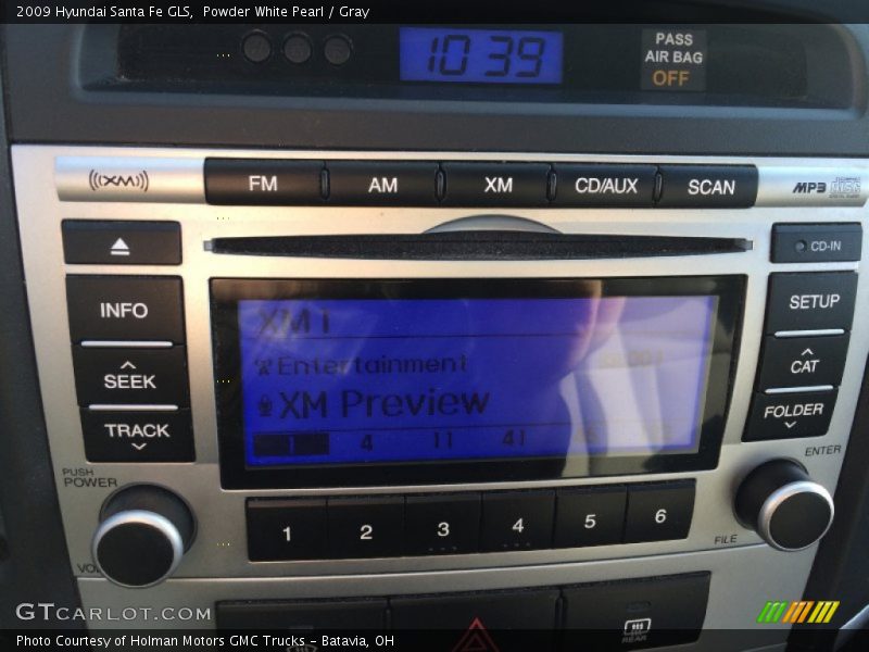 Powder White Pearl / Gray 2009 Hyundai Santa Fe GLS