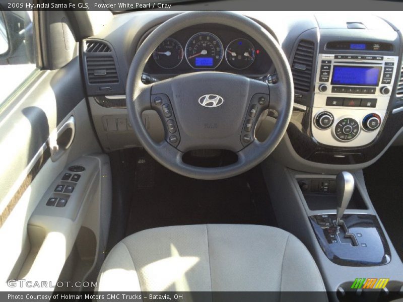 Powder White Pearl / Gray 2009 Hyundai Santa Fe GLS
