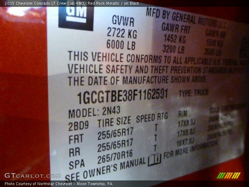 Red Rock Metallic / Jet Black 2015 Chevrolet Colorado LT Crew Cab 4WD