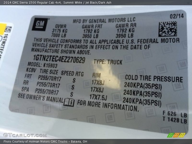 Summit White / Jet Black/Dark Ash 2014 GMC Sierra 1500 Regular Cab 4x4