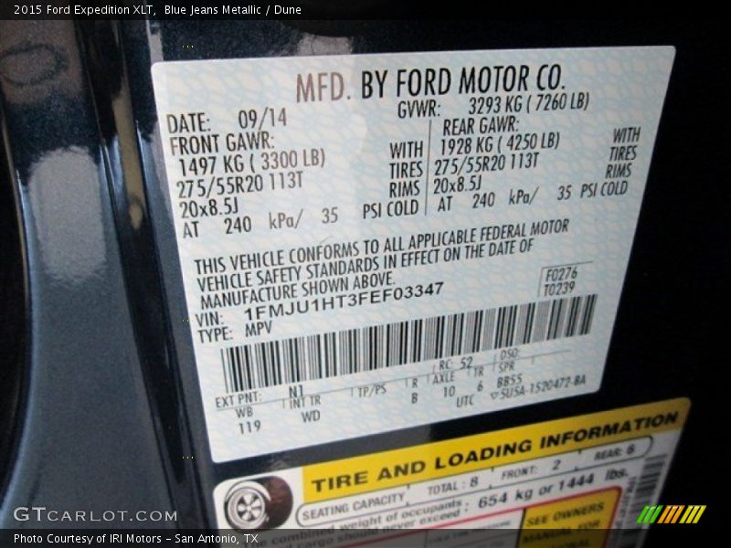 2015 Expedition XLT Blue Jeans Metallic Color Code N1