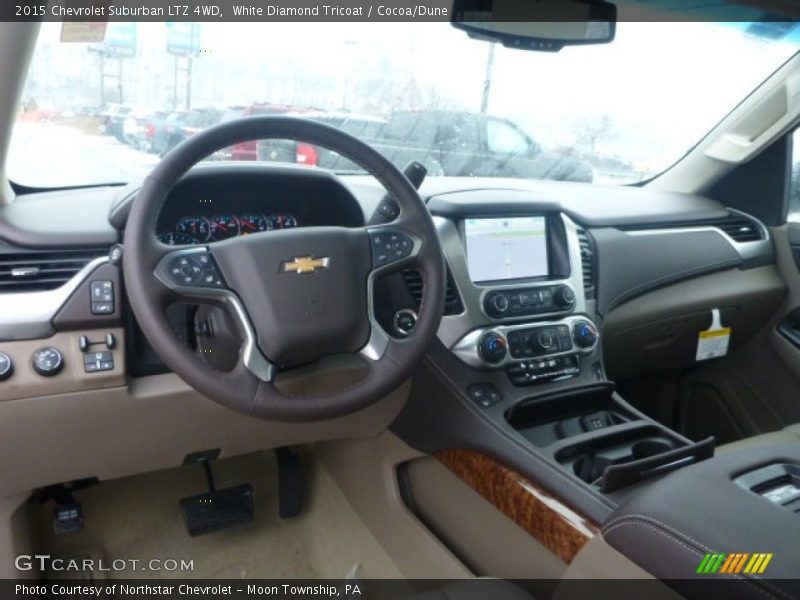 White Diamond Tricoat / Cocoa/Dune 2015 Chevrolet Suburban LTZ 4WD