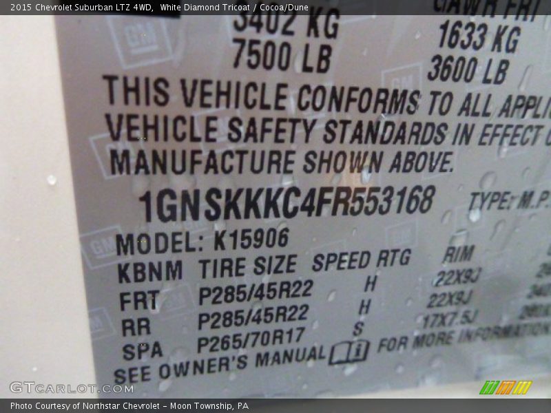 White Diamond Tricoat / Cocoa/Dune 2015 Chevrolet Suburban LTZ 4WD