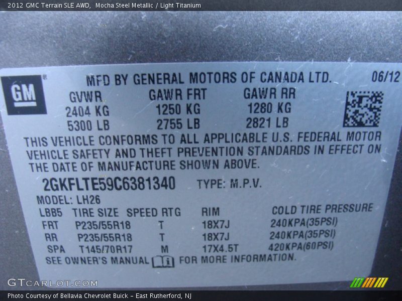 Mocha Steel Metallic / Light Titanium 2012 GMC Terrain SLE AWD