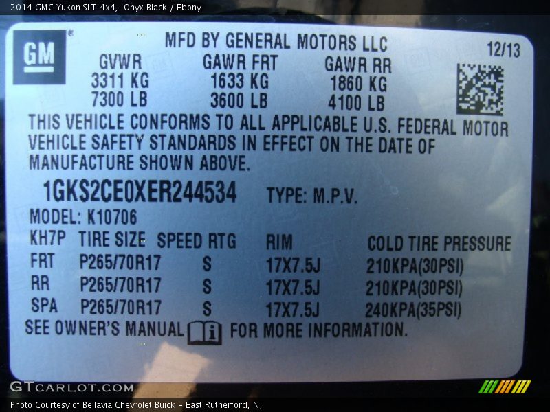 Onyx Black / Ebony 2014 GMC Yukon SLT 4x4