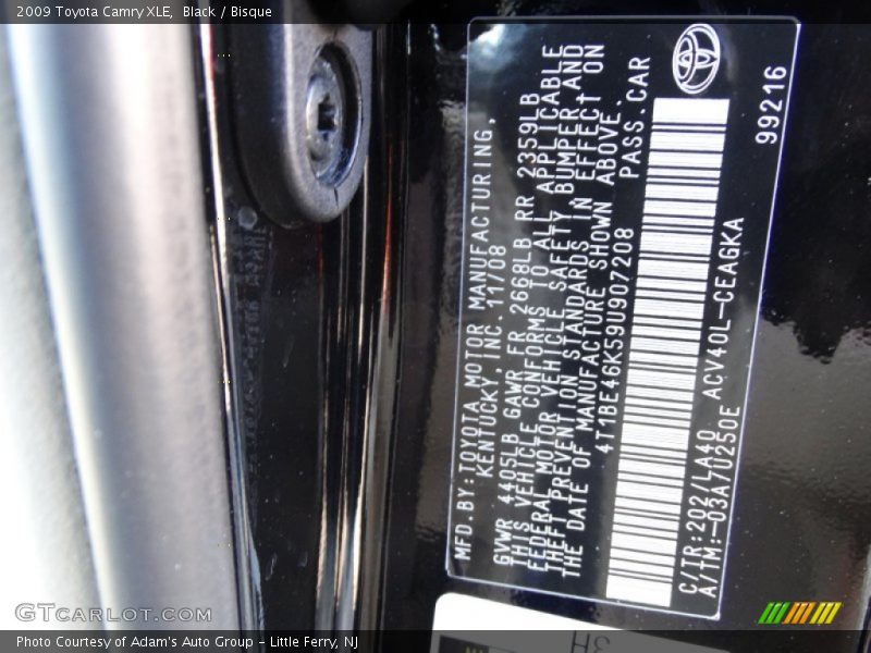 Black / Bisque 2009 Toyota Camry XLE