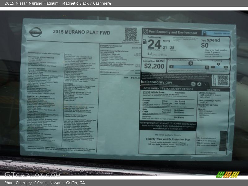  2015 Murano Platinum Window Sticker