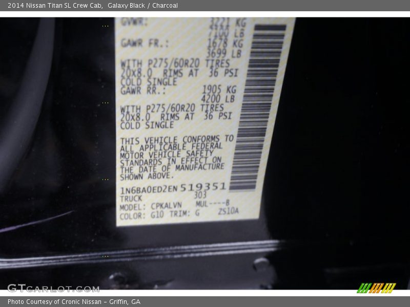 Galaxy Black / Charcoal 2014 Nissan Titan SL Crew Cab